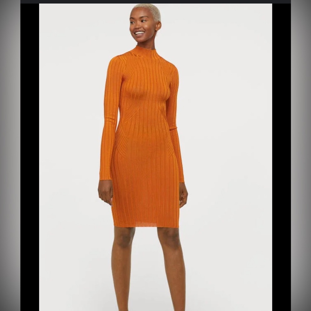 H&M Vibrant Orange Long Sleeve Dress